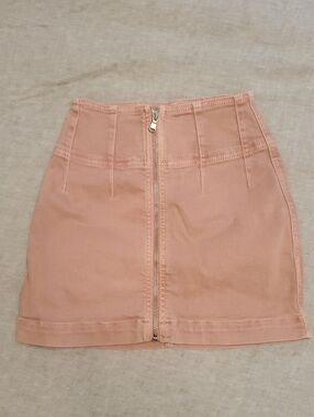 Free People, Front Zip Mini Skort, 93% Cotton, 24